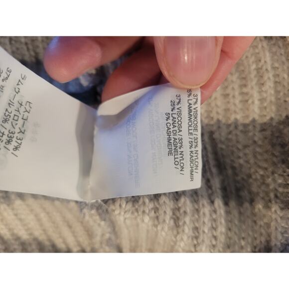 J. Crew Cashmere Blend Gray Striped Wool Blend Beanie Hat - Picture 6 of 7